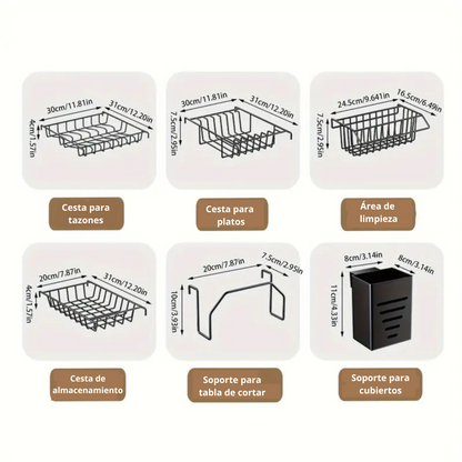 Organizador Y Escurridor De Platos De Acero Inoxidable Para Cocina